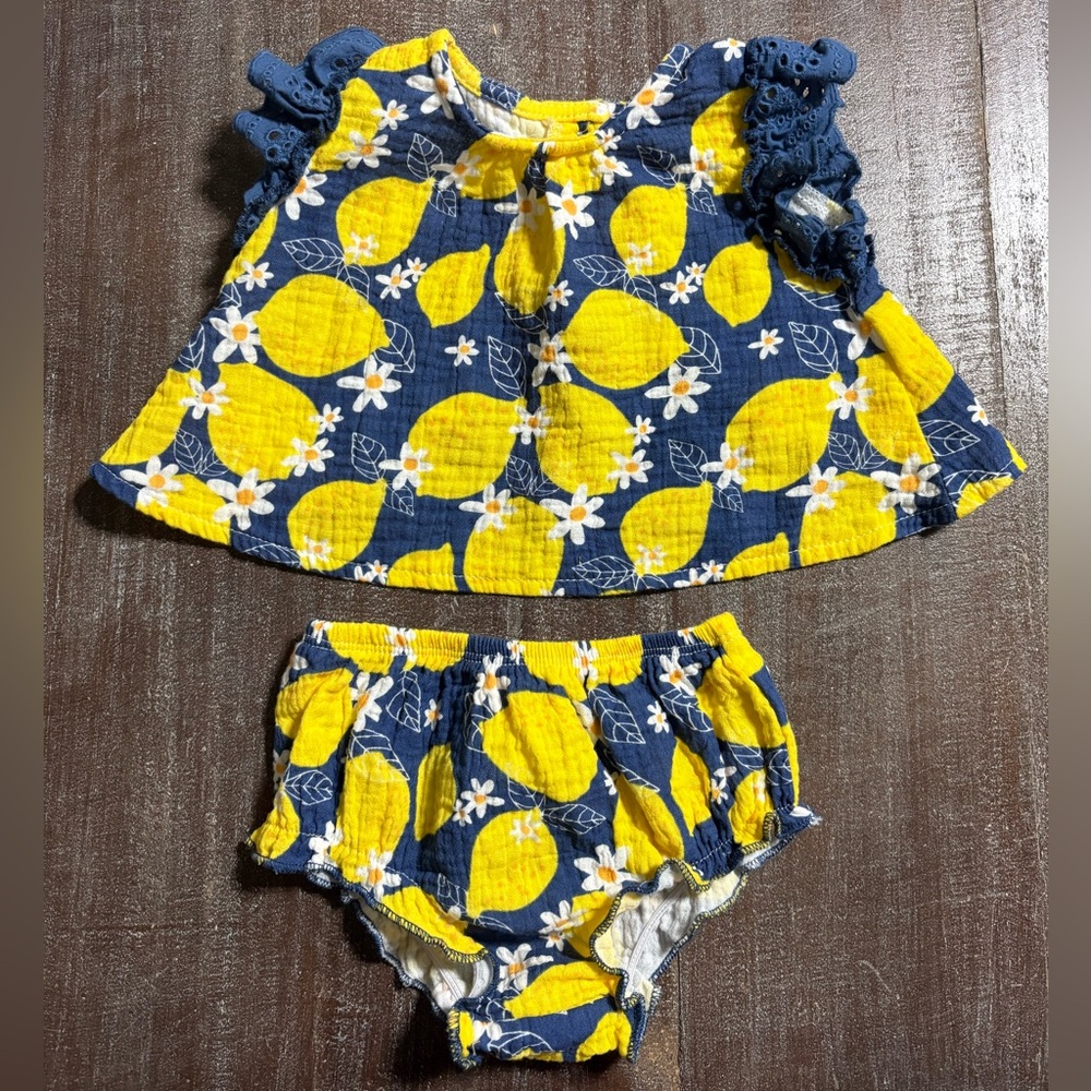 Mud Pie Lemon Lemon Pinafore Outfit